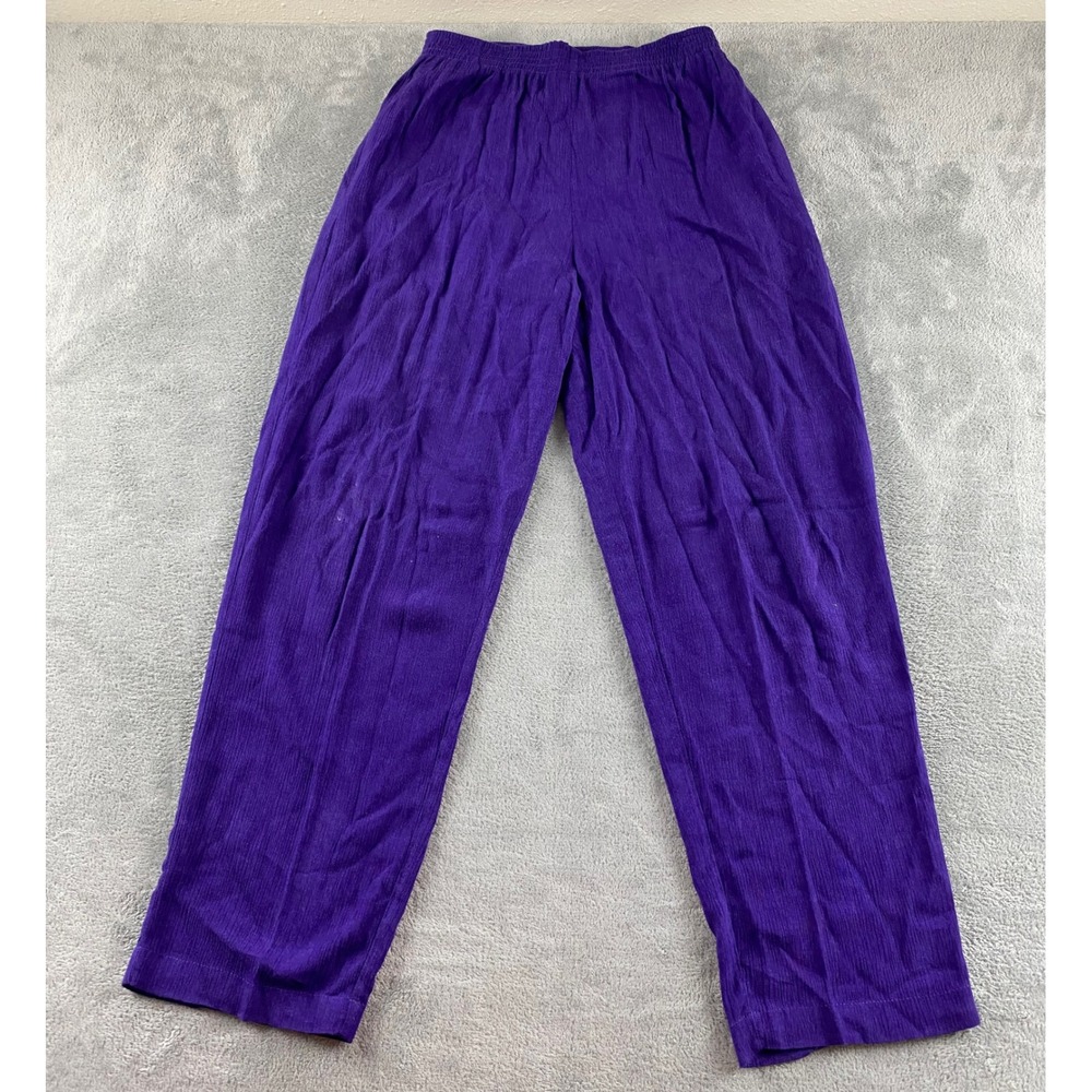 CM Shapes Purple Rayon Elastic Waist Straight Leg Pants Petite P 377P3005A‎